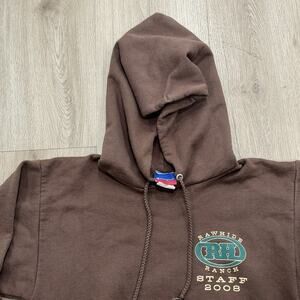 Champion Hoodie Mens Sz S Brown Cowboy Ranch Sweatshirt Y2K